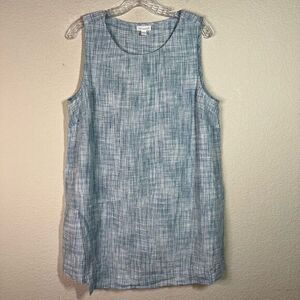 Pure Jill Womens Light‎ Blue Linen Dress Sleeveless Woven Pattern Casual Medium